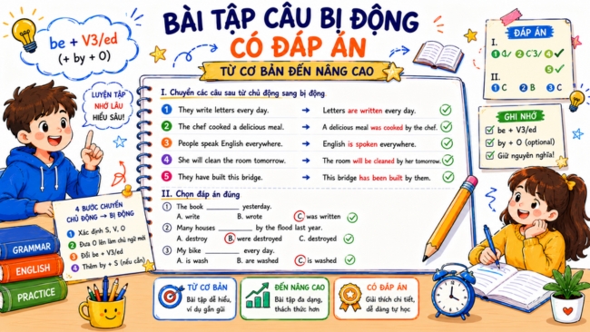 Bài Tập Câu Bị Động Có Đáp Án: Từ Cơ Bản Đến Nâng Cao