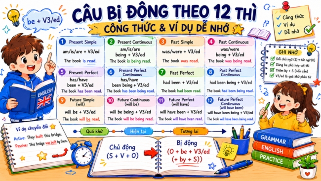 Câu Bị Động Theo 12 Thì Trong Tiếng Anh: Công Thức Và Ví Dụ